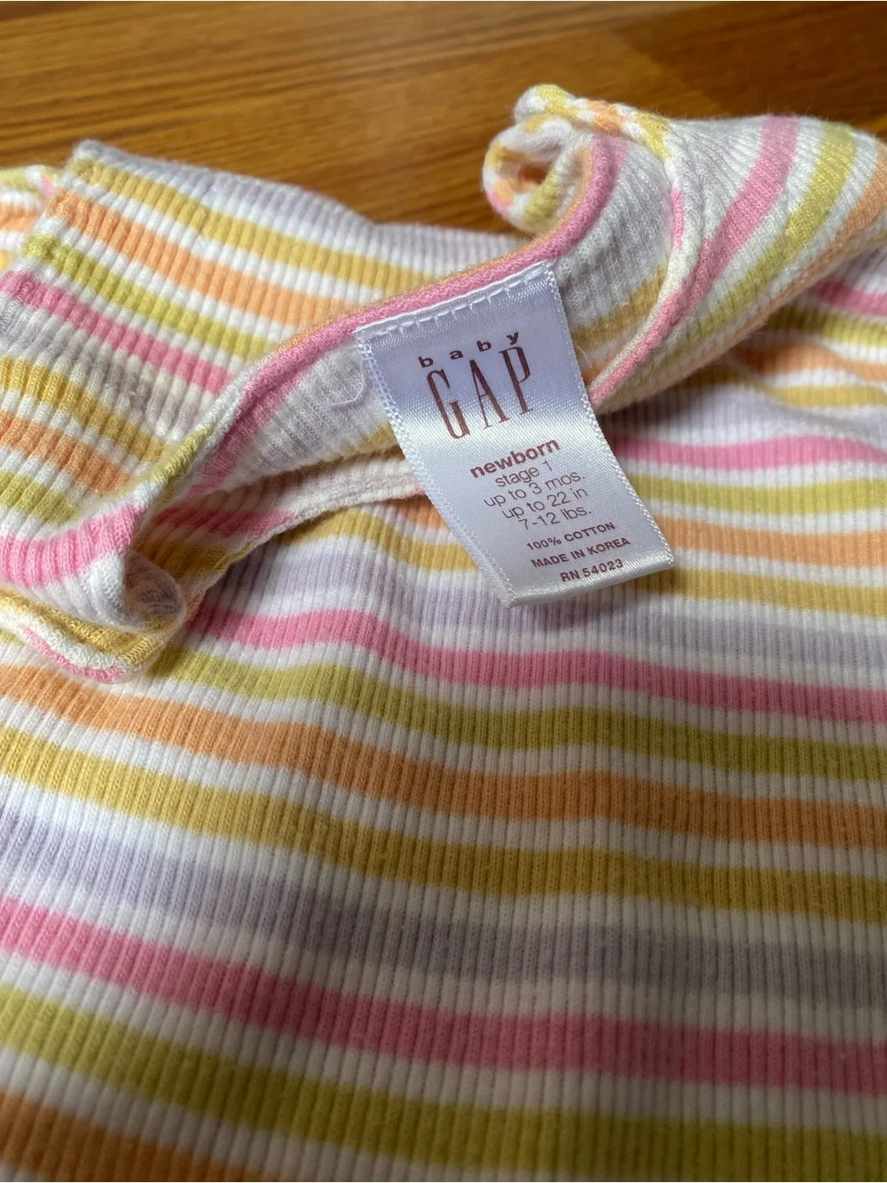 Y2K GAP Striped Ribbed One-Piece Romper - Pastel Pink, Yellow & White
